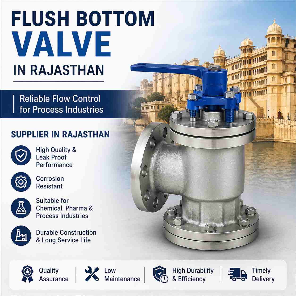 Flush Bottom Valve Supplier in Rajasthan | Process Equipment Corporation
